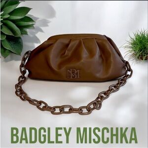 Badgley Mischka Taupe Shoulder Bag with Chain Strap